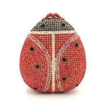 Роскошные женские вечерние сумки свадебные клатчи алмазные аксессуары элегантные милые животные Божья коровка кристалл сумка Кошельки