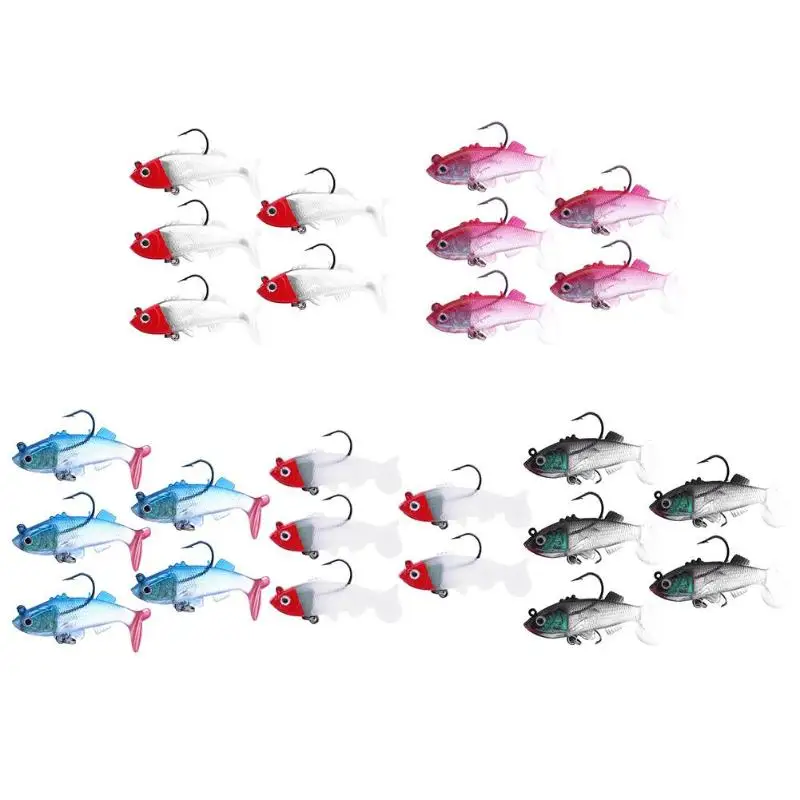 

5pcs 3D Eyes Lead Fishing Lures Soft Artificial Crankbaits w/T Tail Hook