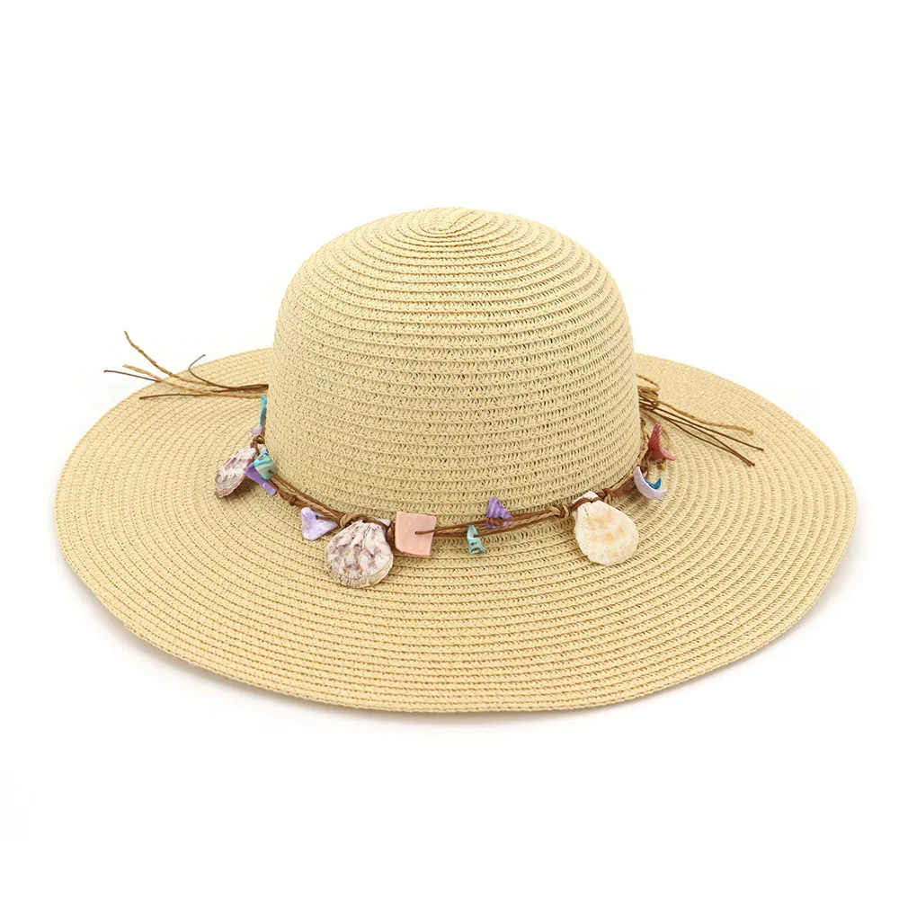 

Ladies Straw Hat Beach Sun Hats For Women Hat Outdoor Travel Summer Hat with Shell Accessories Breathable