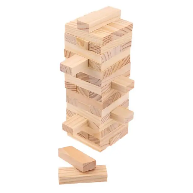 48pcs/set DIY Tower Wood Assembled Building Blocks Toy for Kids Family Game Domino Stacker Extract Building Educational Toy Gift 5
