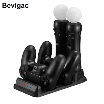 

Bevigac 4 in 1 Dual Charger Charging Station Stand Holder Base For PlayStation PS4 Dualshock 4 Move VR Controller Accessories