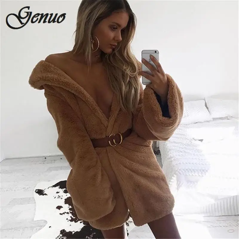 

2019 Chic Faux Fur Coats Jackets Women Autumn Winter Rabbit Fur Long Overcoat Cozy Soft Warm Outerwear Female Warm Winter Jacket
