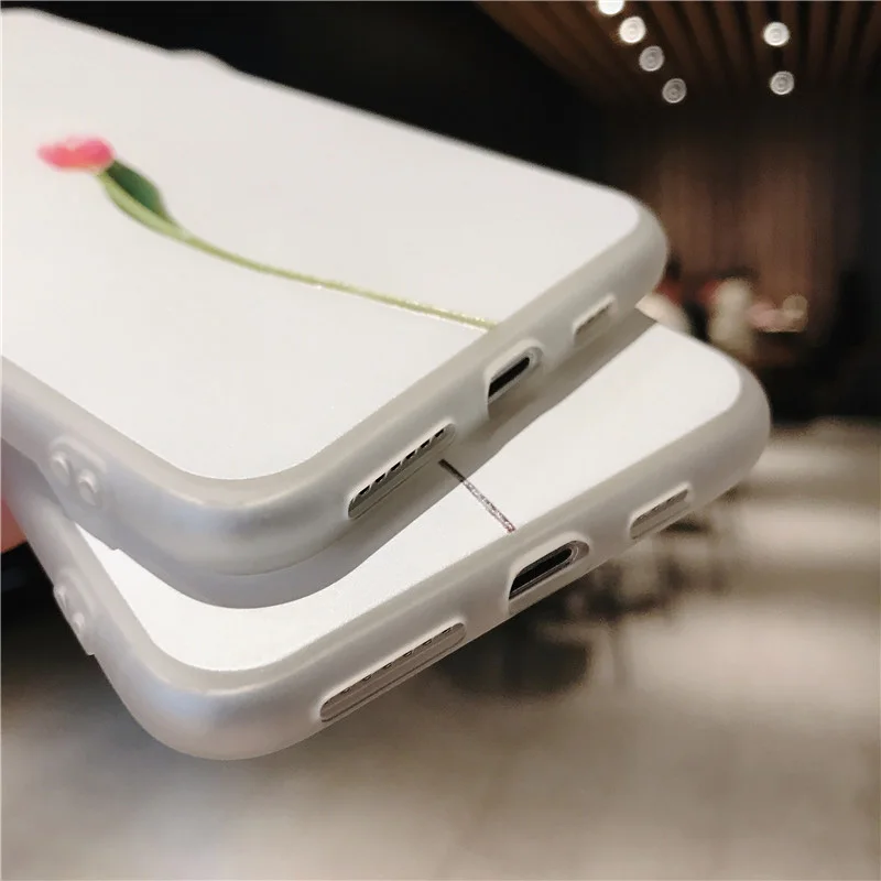 USLION الأخضر يترك حقيبة لهاتف أي فون Xs XR XS ماكس X 3D الإغاثة زهرة ورقة غطاء الهاتف لفون 6 6 ثانية 7 8 زائد TPU السيليكون حالات