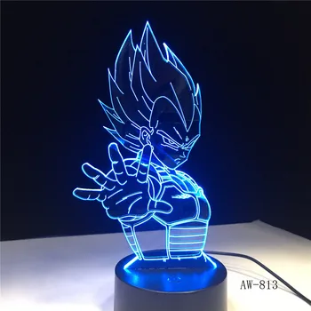 

Dragon Ball Super Saiyan God Goku Action Figures 3D Illusion Table Lamp 7 Color Changing Night Light Boy Child Kids Gifts AW-813