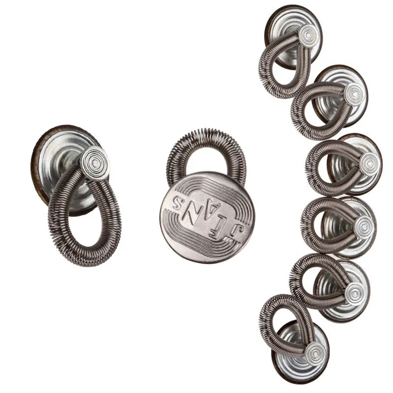 

6PCS Men/Women Universal Word Button Replace Jeans Pants Elastic Fix Expanders Waist Stretch Extender Expander Metal Button