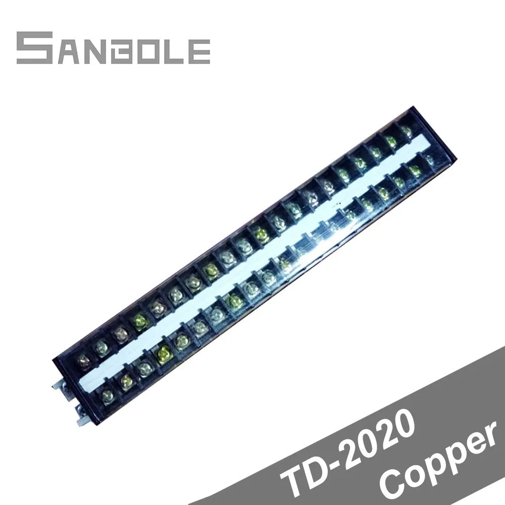 

Copper TD-2020 Connection Terminal block Dual Row Connect 1-2.5mm2 Plug-in Unit Connector 20A/600V 20P Barrier Strip