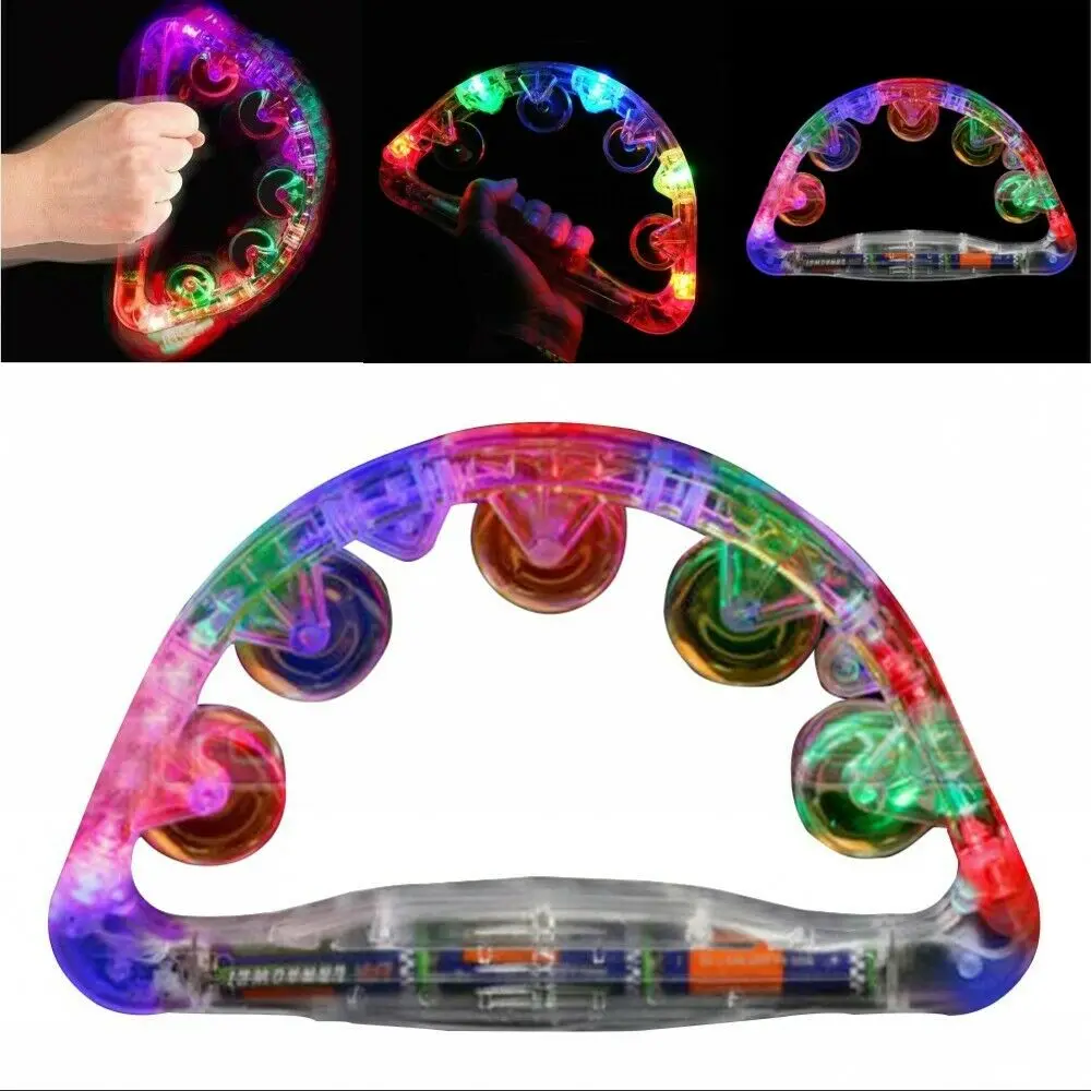 

Glow in the Dark Toys Bell Flashing Tambourine Toy Flash Bell Toy Bar Supplies KTV Wedding party luminous Toys