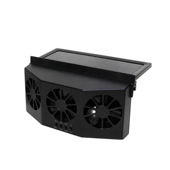 

NEW-Car Fan Ventilation Solar Car Three Hood Auto Exhaust Fan Radiator Solar Car Desuperheater Powerful Power-Black