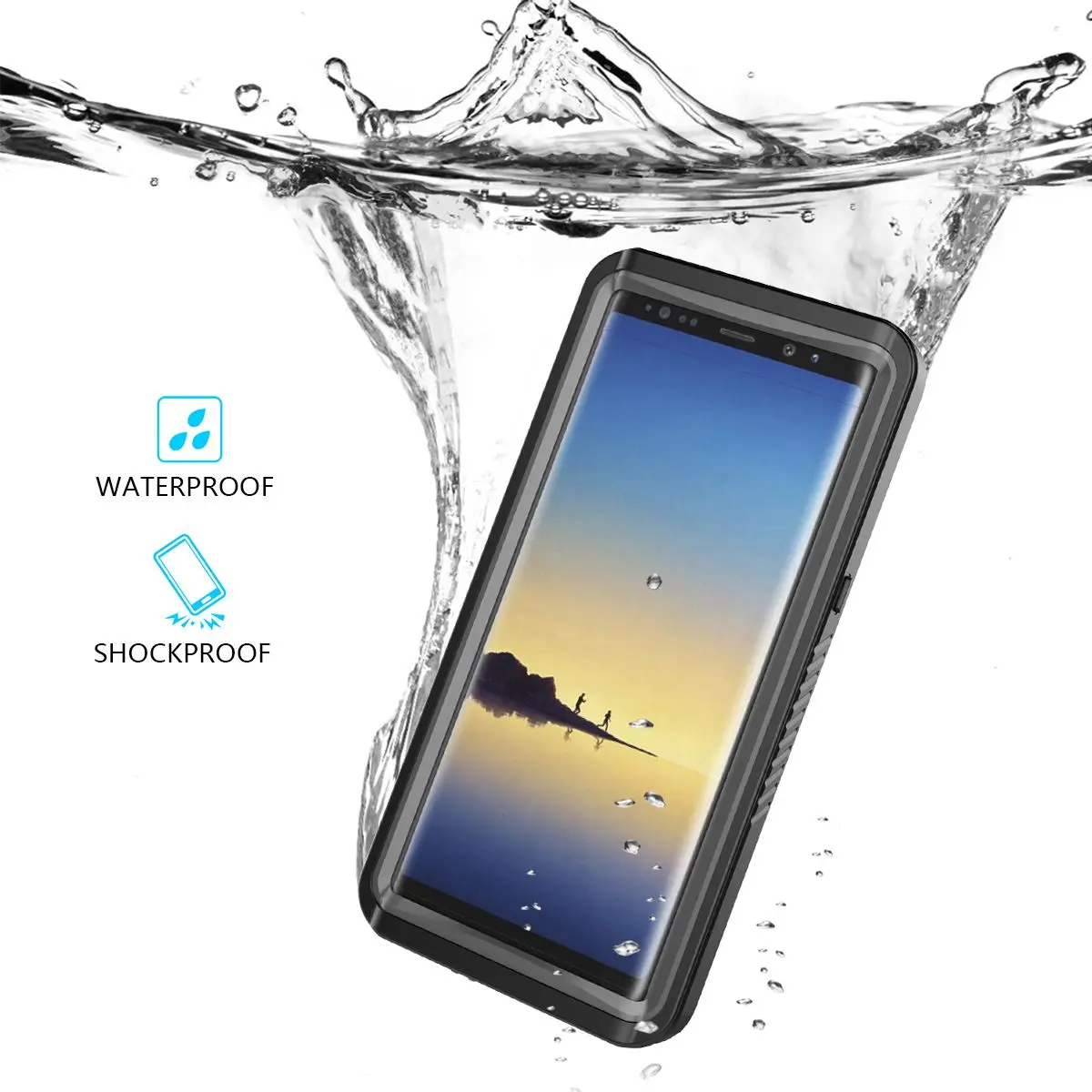 Waterproof mobile phone cases For Samsung Galaxy Note 8 Case Transparent full protect Dustproof Fitted Case For Galaxy Note 8