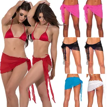 

New Sexy Hot Women Bikini Cover Up Swimwear Swim Sheer Beach Maxi Wrap Skirt Sarong Pareo Dress