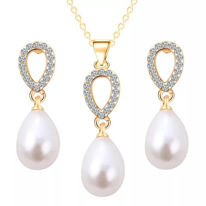 

HayStarWay Girl Women Female Birthday Gift Pendant Jewelry Star Wedding Necklace Suit Snow Pearl Water Drop