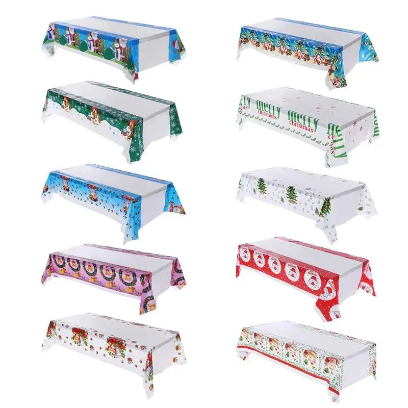 

Rectangle Christmas Tablecloth Disposable PVC Table Cloth Table Mat for Christmas Decoation Home New Year Party Supplies