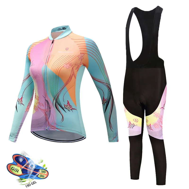 

Pro Team Triathlon Suit Women's long sleeve Cycling Jersey Skinsuit mtb Maillot Cycling Ropa ciclismo set