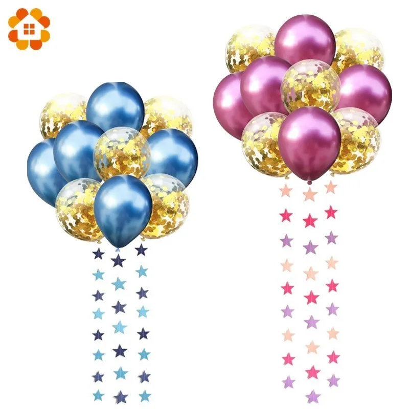 

10PCS 12inch Clear Confetti Latex Balloons Birthday Ballon Star Garlands Confetti Air Balloons For Birthday Wedding Decoration