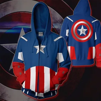 

BIANYILONG Autumn Winter 3D Print Captain America Sweatshirts Hoodies Fashion Cosplay Zipper hooded Jacket clothing