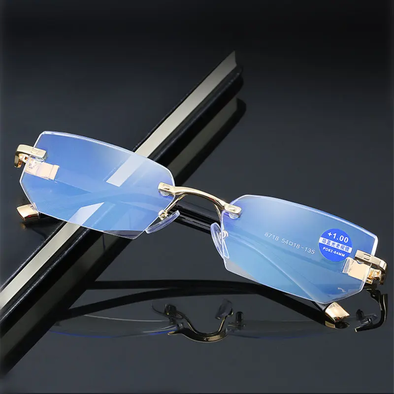 

New Anti-fatigue reading Glasses Anti-blue Light Eyeglasses Men Women Trimming Borderless Hyperopia Presbyopic Eyewear
