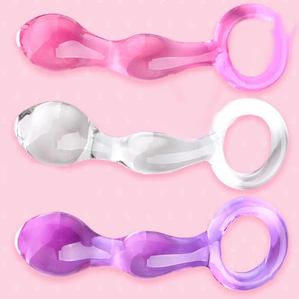 Pull Ring Glass Anal Butt Plug Prostate Massager Sex Toy Women Masturbation |
