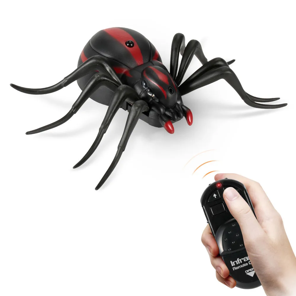 Infrared Remote Control Simulation Black Widow Spider Terrifying Ghost Toy RC Animal Christmas Present Gift for Kids