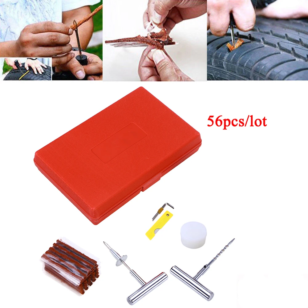 

56pcs/Set Heavy Duty Car Tire Repair Tools Kits Car Tools For Auto Repair Tyre Repair Set Auto Styling Patching Repairing Kit