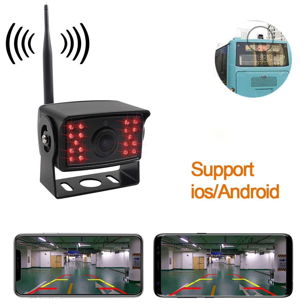 

Wireless WiFi Rear View Backup Camera For Bus Caravan Truck Trailer Car Waterproof 18 LED Support iphone Android Devices Monito