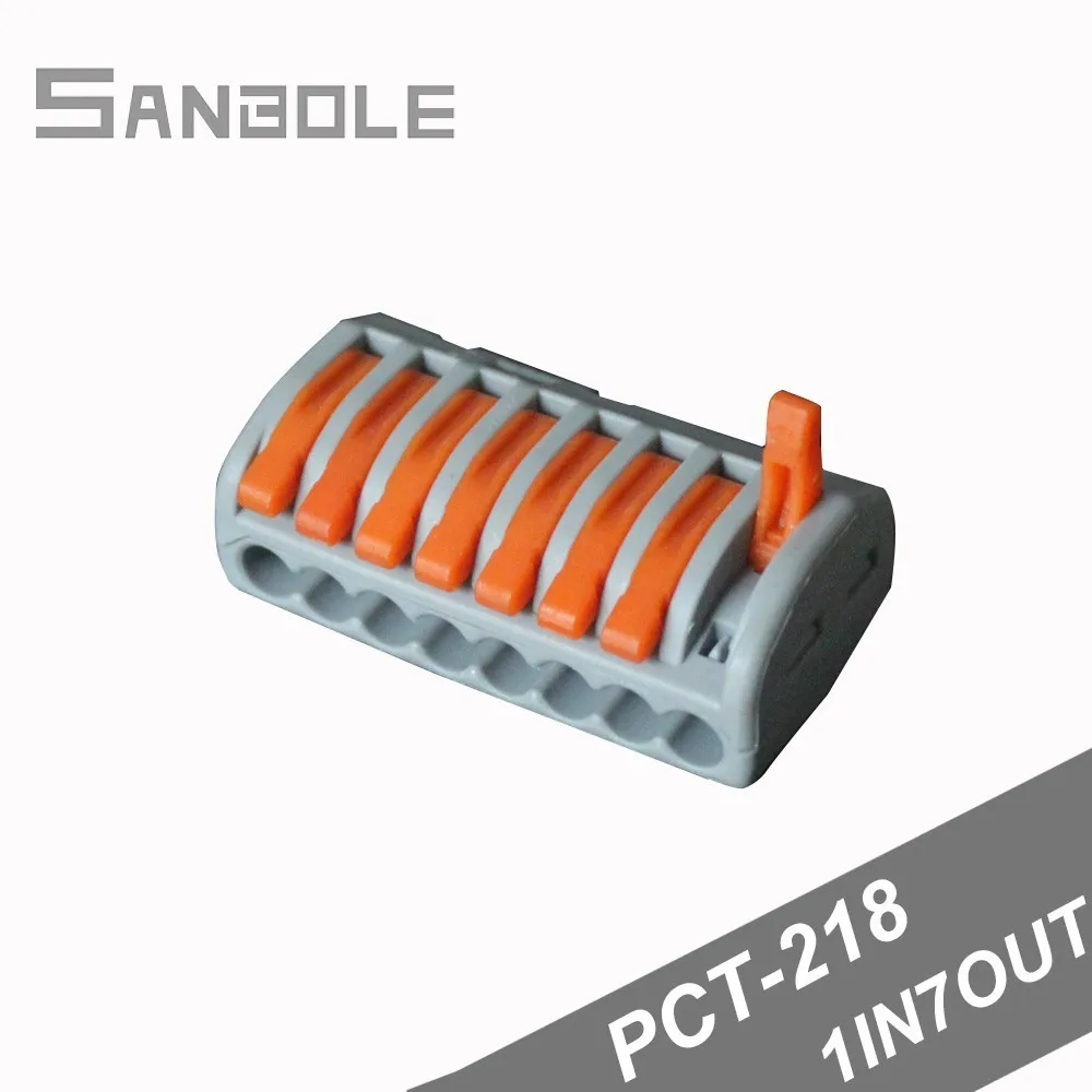 

PCT-218 Wire Connector Terminal blocks Connection 8 Hole One in Seven Out Terminal box Universal Compact 8 Pin (10pcs)