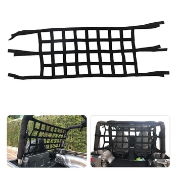 

1pcs Black grid 600D Webbing Car Roof Net Cargo Net Back Window Extra Storage Roof Net Suitable for Jeep Wrangler JK TJ