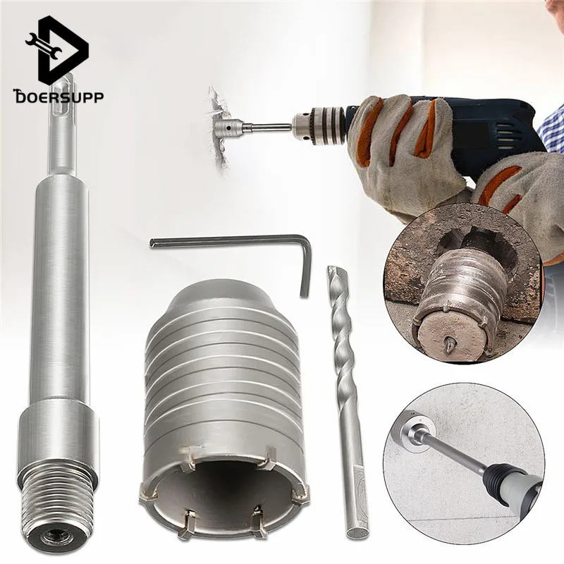 

1Set 50mm SDS Plus Shank Concrete Cement Stone Wall Hole Saw Drill Bit With 200mm Connecting Rod Wrench