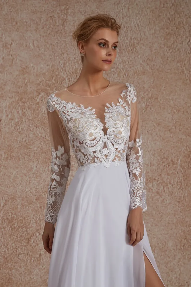 Женское шифоновое платье Vivian's Bridal элегантное пляжное с длинным рукавом и