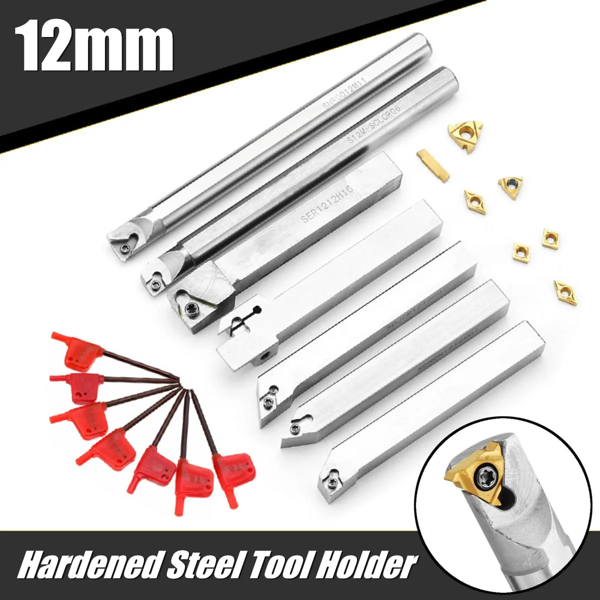 

21pcs 12mm Upgrade Turning Tool Holder Shockproof High Hardness CNC Tool Rod Lathe Boring Bar+Carbide Insert+Wrench Set