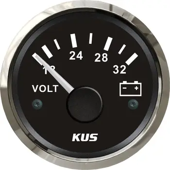 

New KUS 2" Marine Battery 24V Voltage Meter Boat Voltmeter Gauge 18-32V For Car Boat With Red and Yellow available Backlight