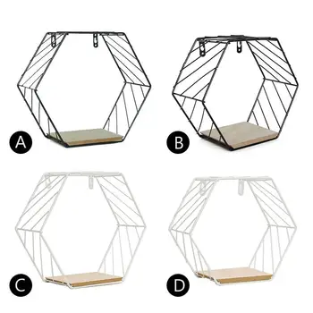 

Creative Iron Hexagon Grid Shelf Combination Wall Hanging Wall Decoration Rack For Home Restaurant Study