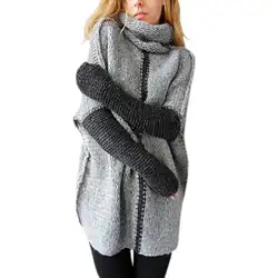 Для женщин с длинным рукавом Трикотаж Свитер пуловеры полые вязаные свитера для Женская Высокий воротник Мода Винтаж свитер Одежда