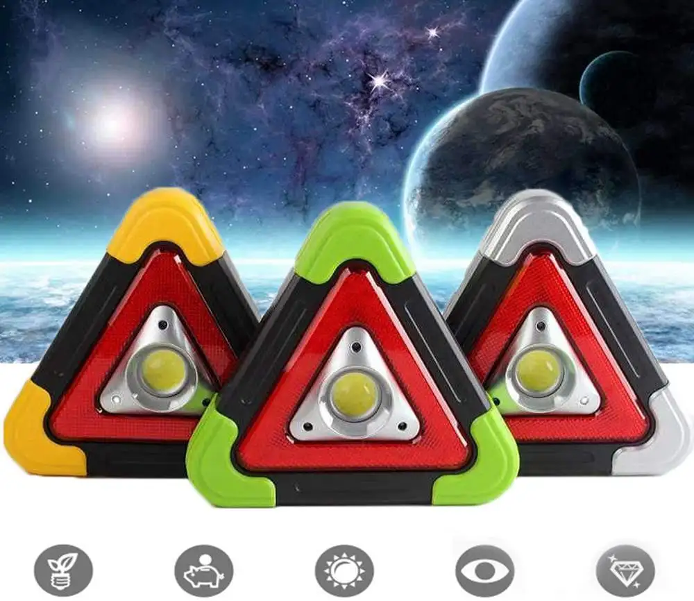 

CLAITE Portable COB LED Work Light Multi-function Triangle Warning Traffic Lamp Camping Searchlight NEW