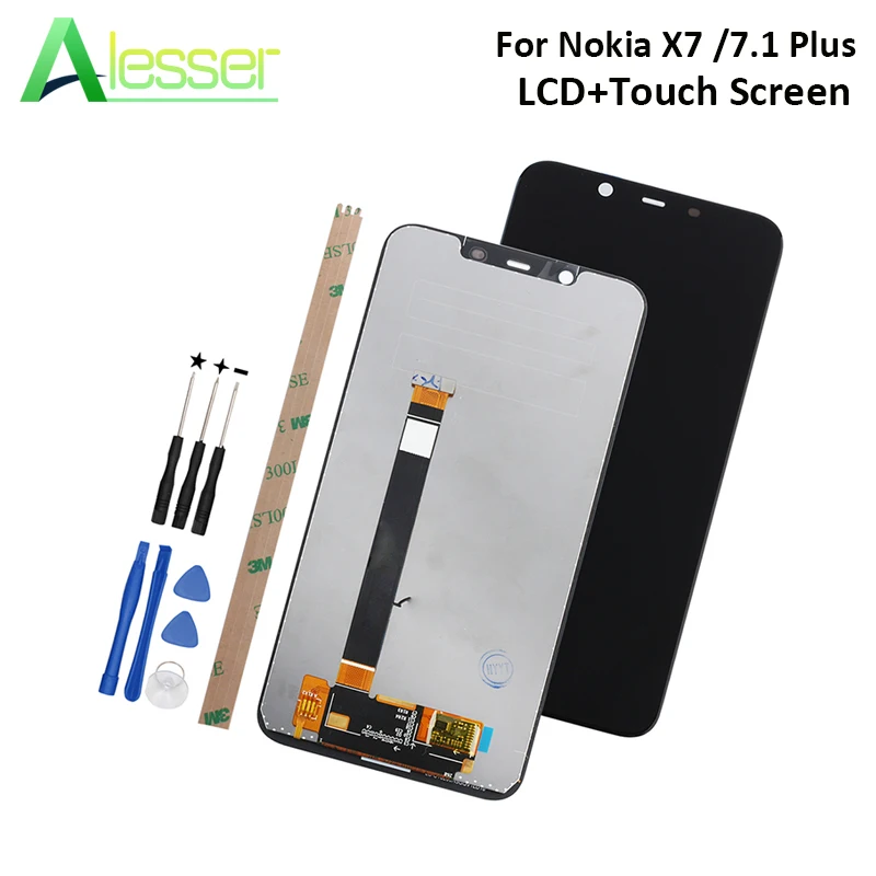 

Alesser For Nokia X7 2018 LCD Display And Touch Screen Screen Digitizer Assembly Replacement For Nokia 7.1 Plus +Tools +Adhesive