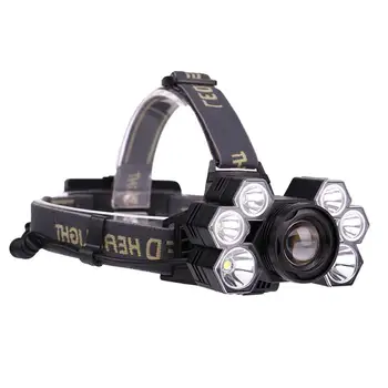 

T6 5X LED Headlamp Flashlight USB Charging Head Light Zoomable Torch Lamp For Camping Hunting 2x18650 Batteries