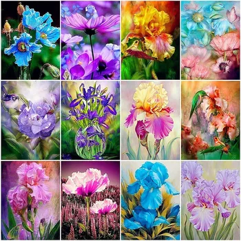 

AZQSD Diamond Embroidery Flower Full Square Cross Stitch Needlework Diamond Painting Bird Floral Handmade Home Decoration Gift