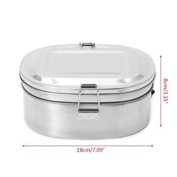

1* Lunch Container Box 2 Compartments Stainless Steel Bento Lunch Box Food Container Storage Camping High Quality