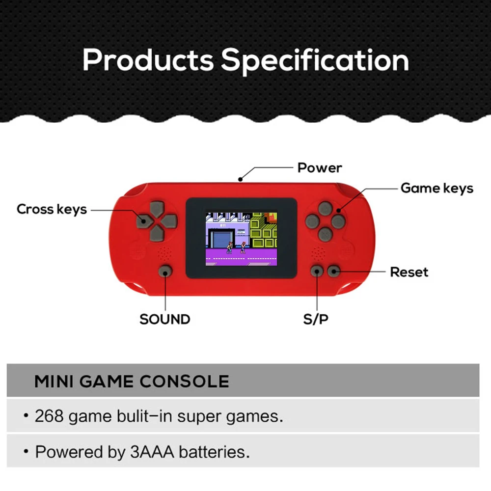 Рождественский подарок для детей, мини 2,0 дюймовый экран, игровая консоль, портативная 8 битная игровая машина, портативный игровой плеер, 268 классические игры