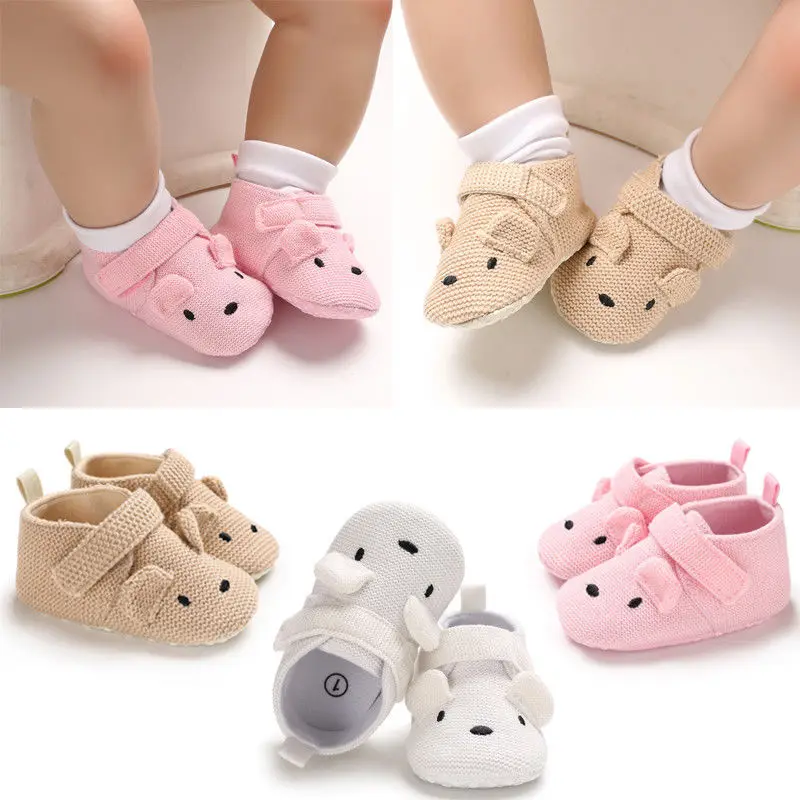 Брендовая новая обувь для новорожденных мальчиков и девочек с мягкой подошвой, теплая Повседневная обувь для новорожденных с мультяшным рисунком