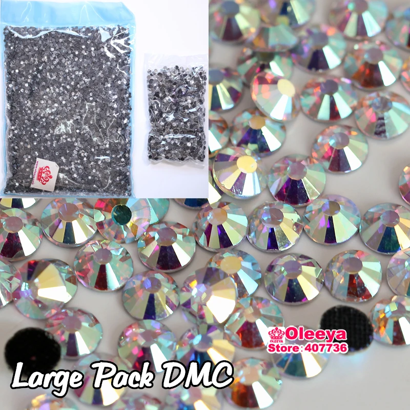

Wholesale Large Package Clear Crystal AB ss6 ss8 ss10 ss12 ss16 ss20 ss30 ss34 DMC Iron On Hot Fix Rhinestone Glass Stones Y0457