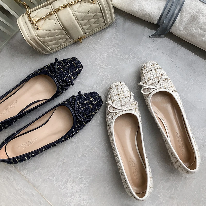

Women Shoes Ballet Flats Women Flats Bowknot Square Toe Ballerina Flat Boat Shoes Loafers Shoes Big Size 34-40 Zapatos Mujer