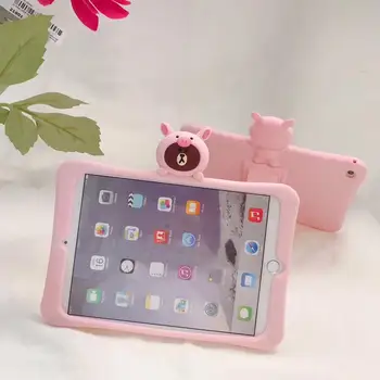 

Piggy Bear Stand Case For iPad7 air3 2019 Pro9.7 2/3/4 Mini4/5 7.9" Air2 10. 5 Anti-knock Silicone Full Cover Protective Shell