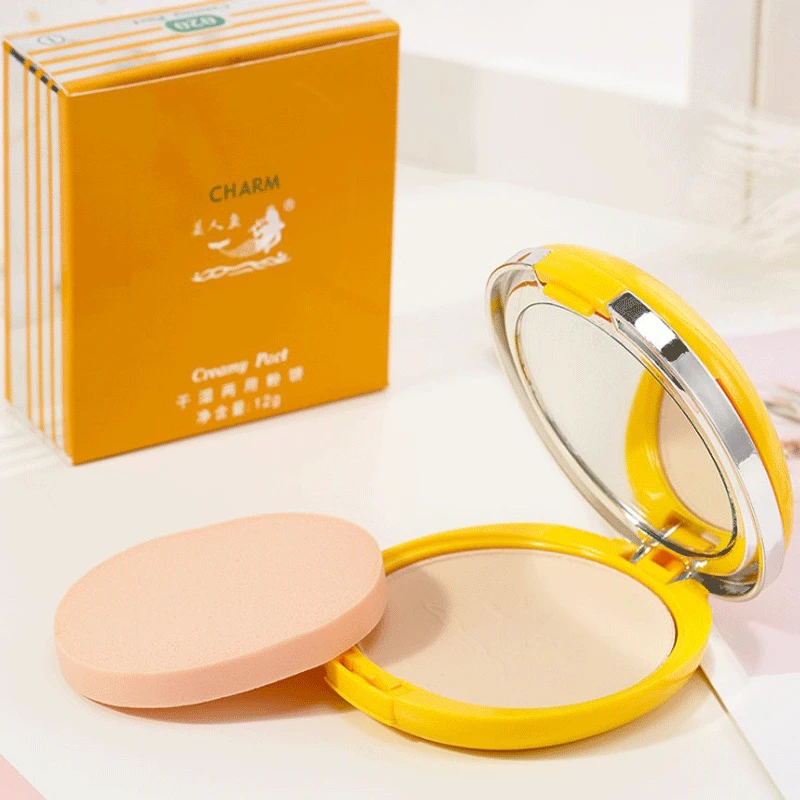 

Mermaid Facial Pressed Powder Lasting Oil-control Smooth to Concealer Wet and Dry Makeup Foundation for Women&Girls