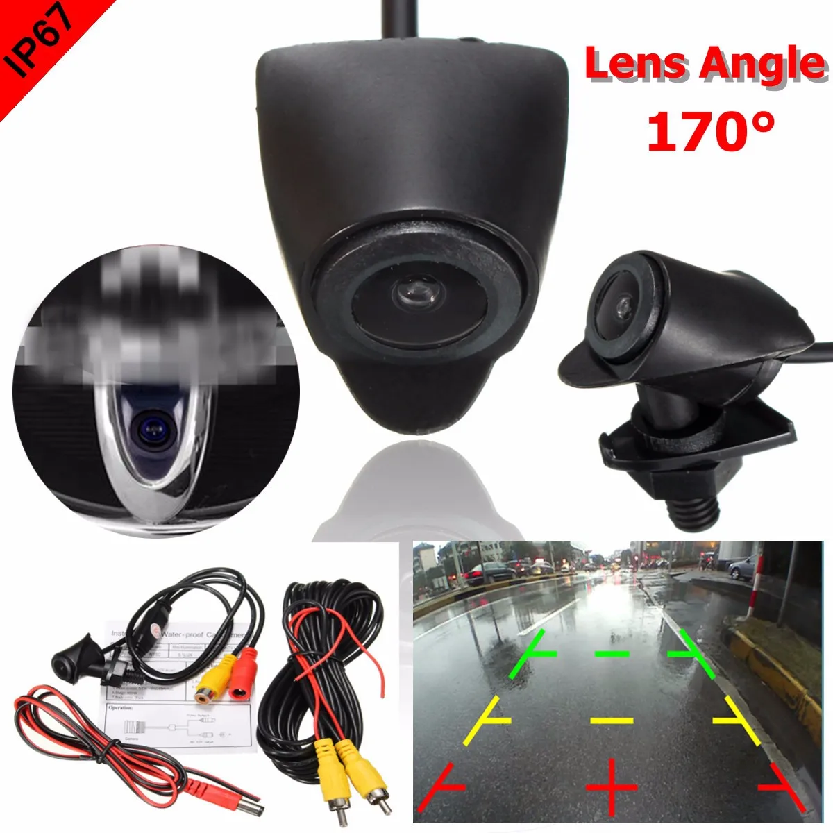 

CCD Car Rear Front View Camera Lens Waterproof 170 Degree Wide Lens Angle Logo Embedded For Toyota