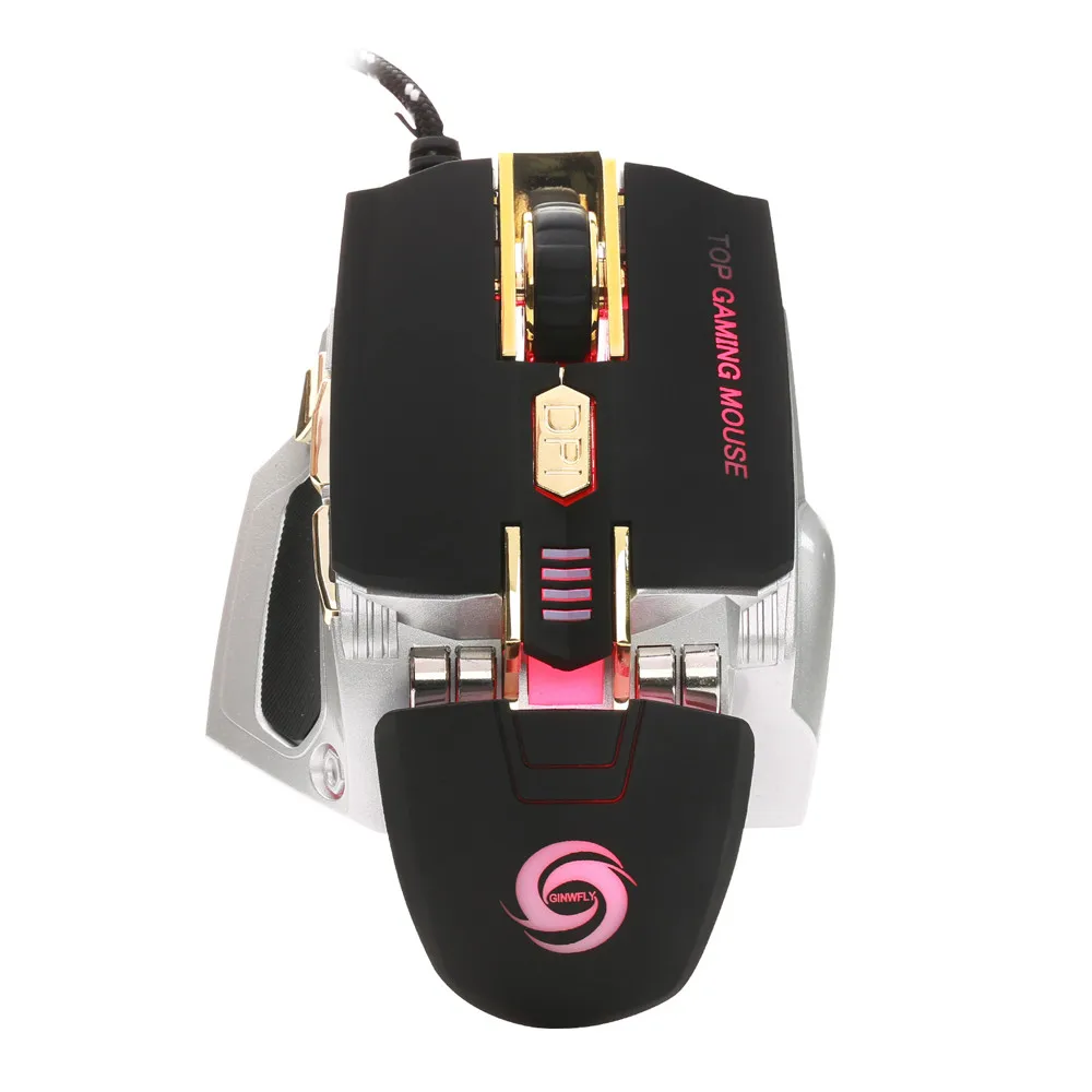K1028 4000Dpi 7 Button Led Optical Gaming Mouse Macro Programmable For Pc Laptop Black Game Mouse For Windows/Apple Pc Game Mi