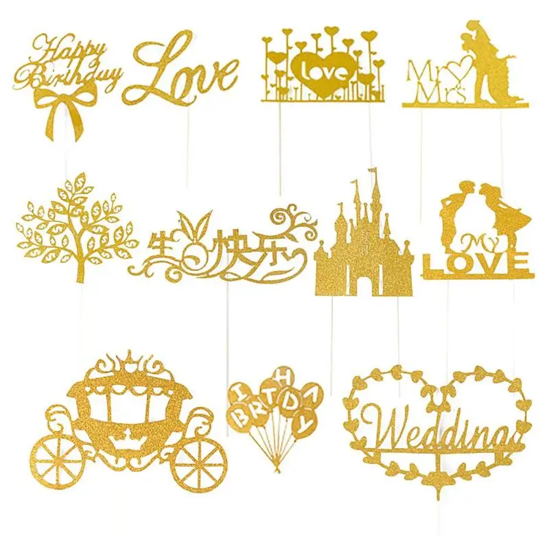 

Golden Flash Cake Topper Party Supplies Acrylic Happy Birthday Cake Topper For Cupcake Birthday Wedding Party Decoration