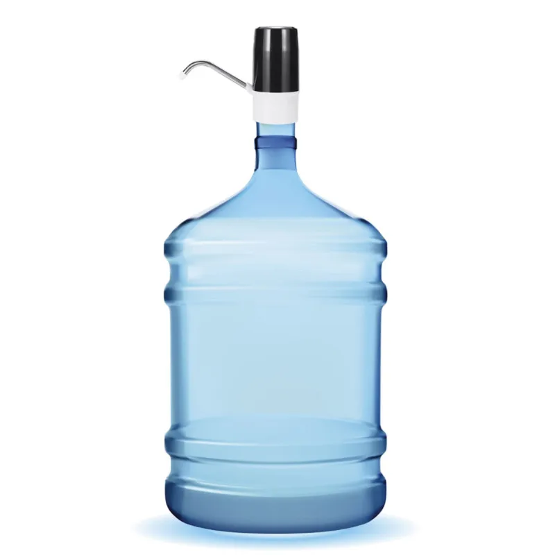AUGIENB Electric Water Pump USB Rechargeable Stainless Steel Hard Pipe Water Dispenser Food Grade Silicone Drinking Water Bottle