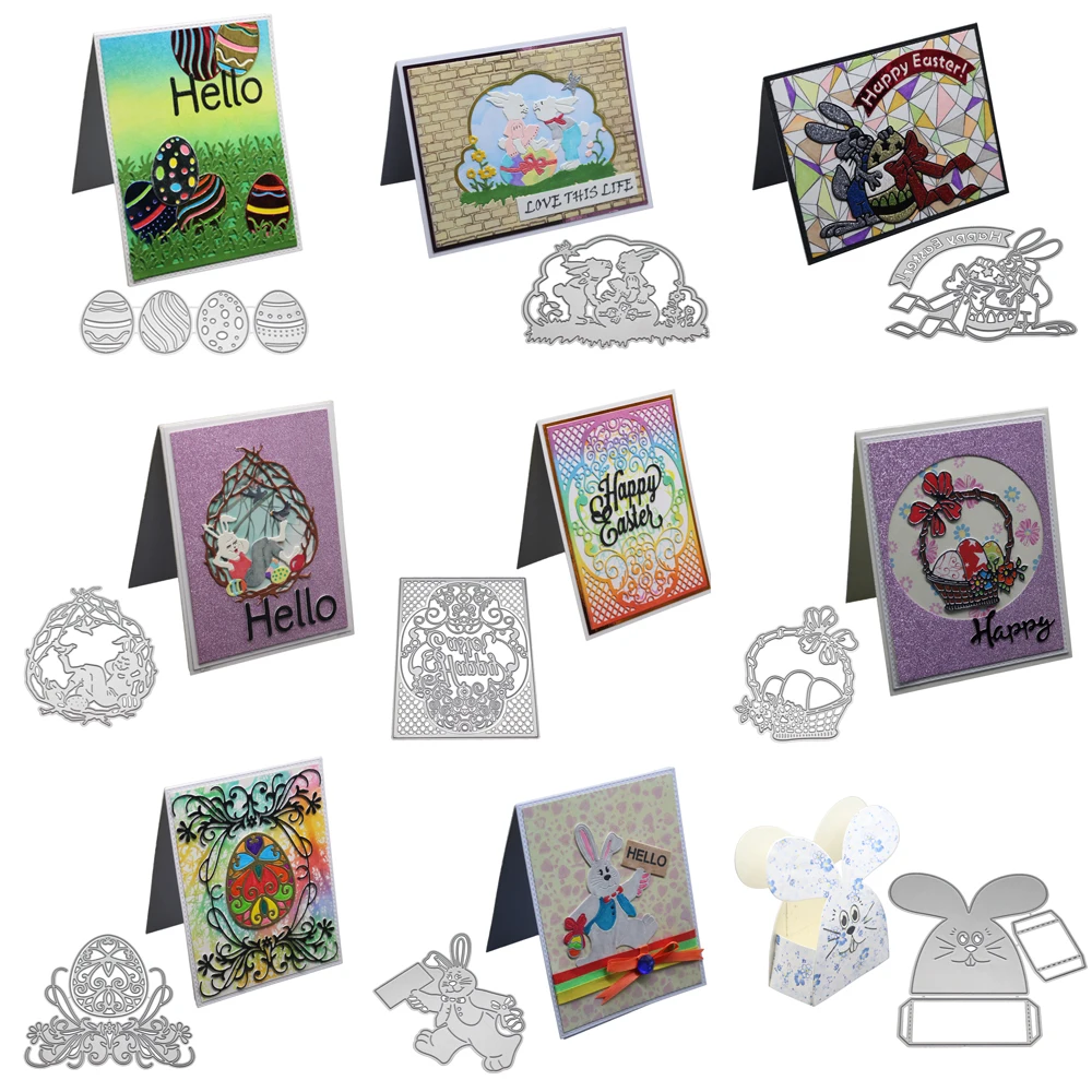 

2019 Metal Cutting Dies Easter Eggs Rabbits Chicken Elements Embossing DIY Scrapbooking Embossing Papers Cards Decorative Crafts