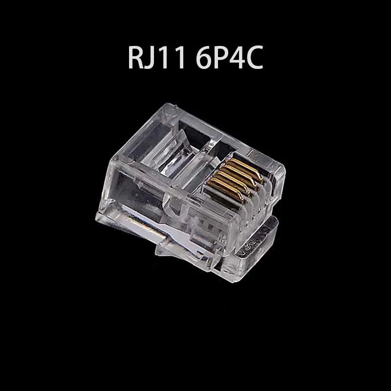 20/50/100 قطعة/الوحدة RJ11 6P2C 6P4C 6P6C الهاتف الإنترنت مقبس تركيبي جاك RJ11 موصل RJ-11 الكريستال رؤساء