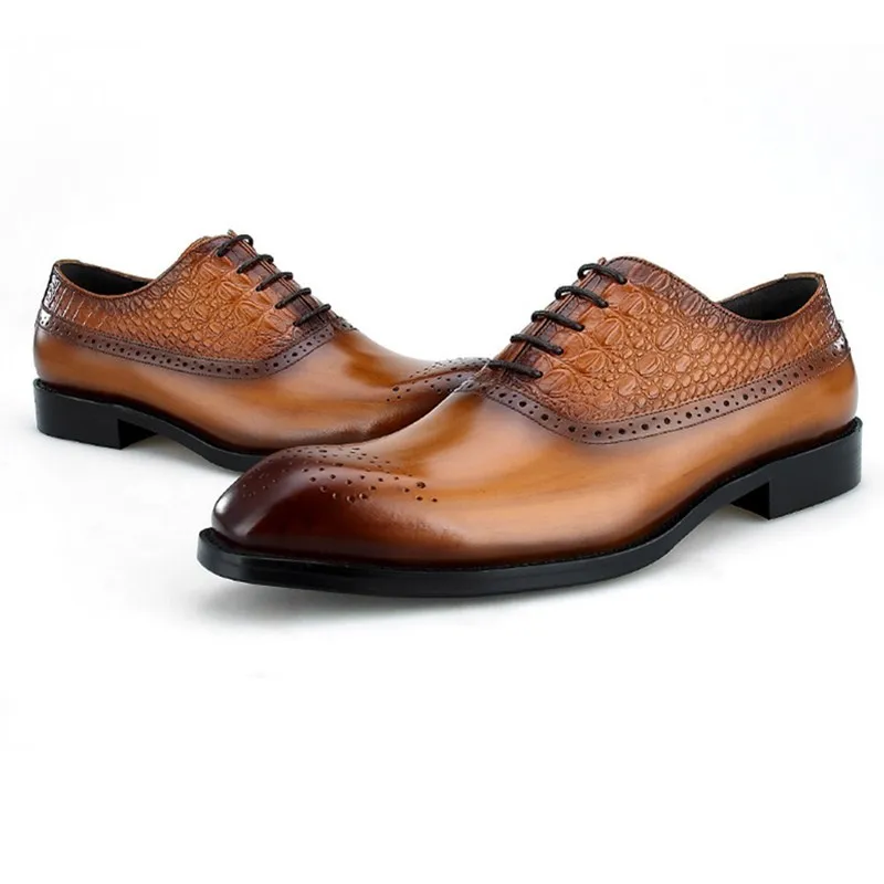 

NEW Black / Brown Oxfords Business Dress Shoes Genuine Leather Wedding Shoes Male Prom Shoes